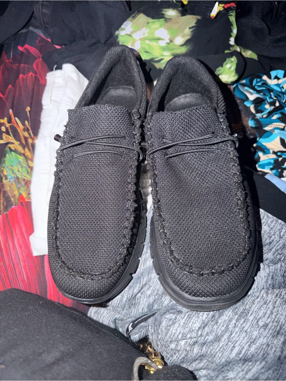 Men's Black Knit Casual Slip-On Shoes